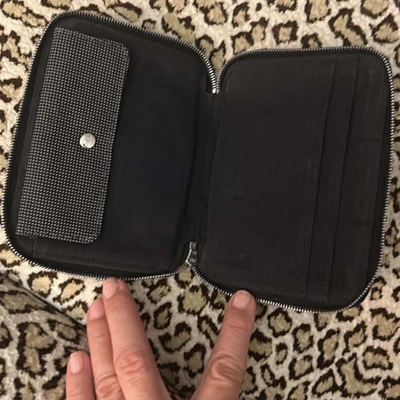 Hermes cloth zippered wallet black and blue - Picture 4 of 5